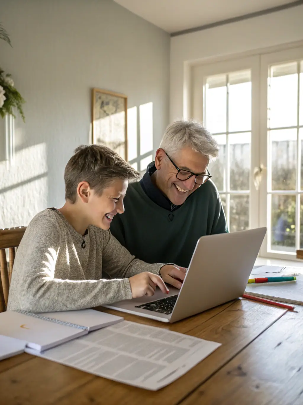 Geoff Wardle updating software on a senior's MacBook, highlighting the importance of keeping devices current and secure.